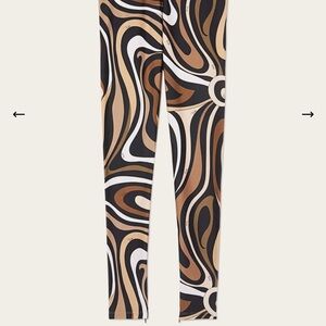 Emilio Pucci Abstract Swirl Leggings in Black, Brown, and Cream